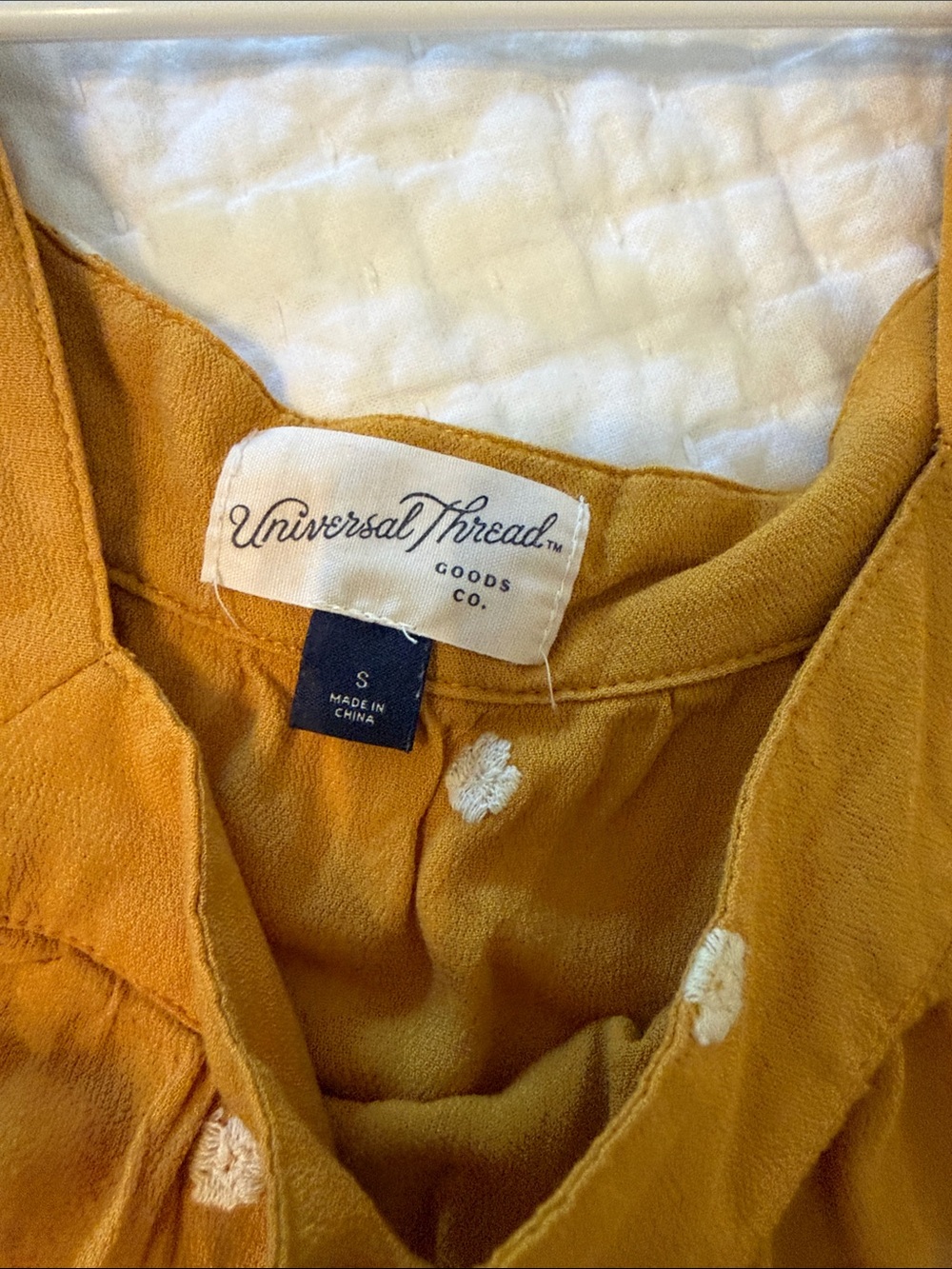 Universal Thread Mustard Embroidered Ruffle Strap Camisole - Picture 2 of 5